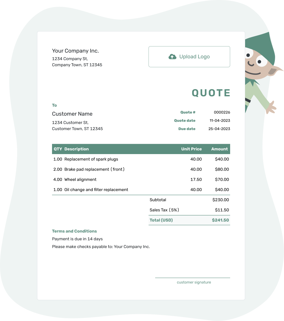 Free invoice template from Docelf