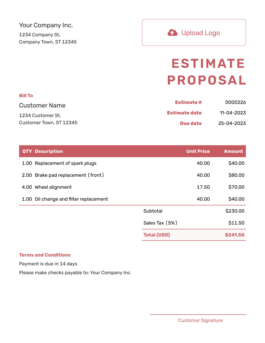 Estimate Proposal Template